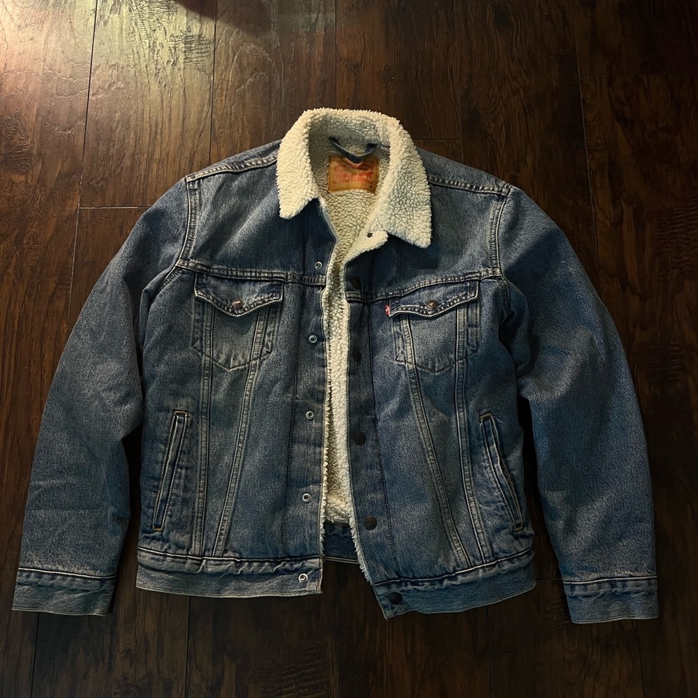 Jean Jacket with cream fleece